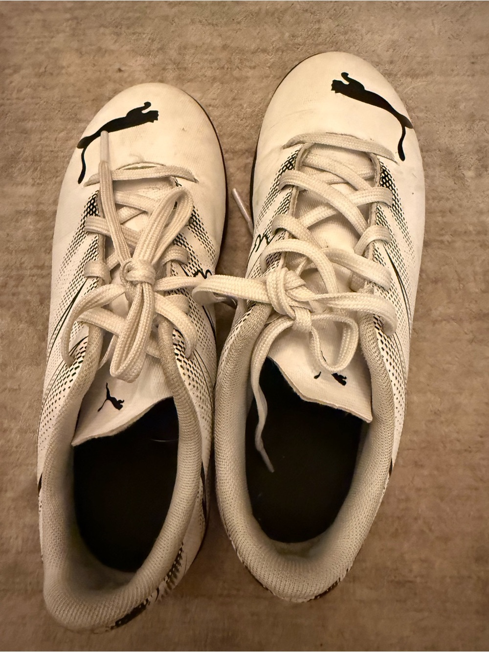 Puma White and Black Kids' Athletic Shoes